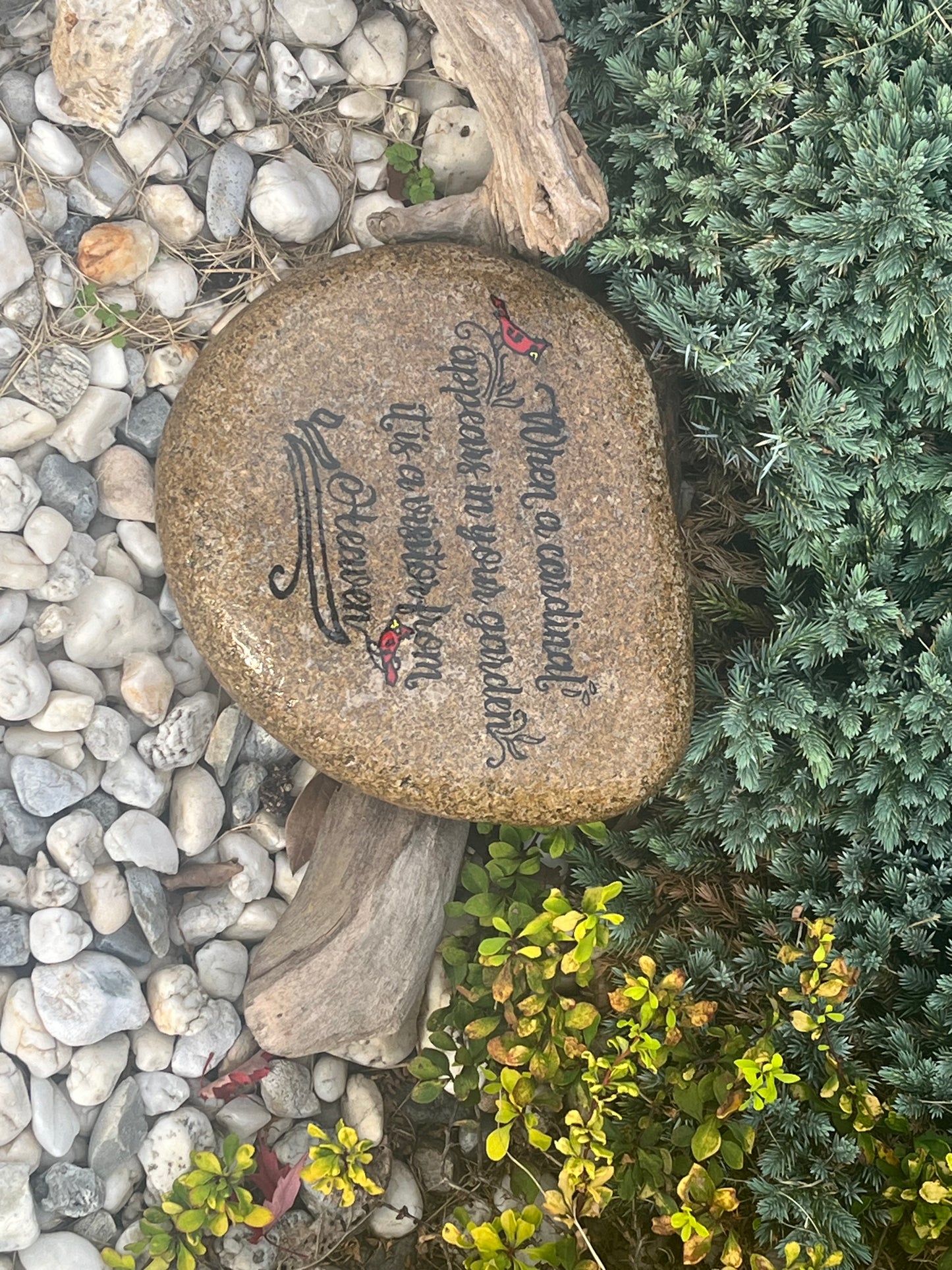 Cardinal Visitor from Heaven - Large Garden Stone