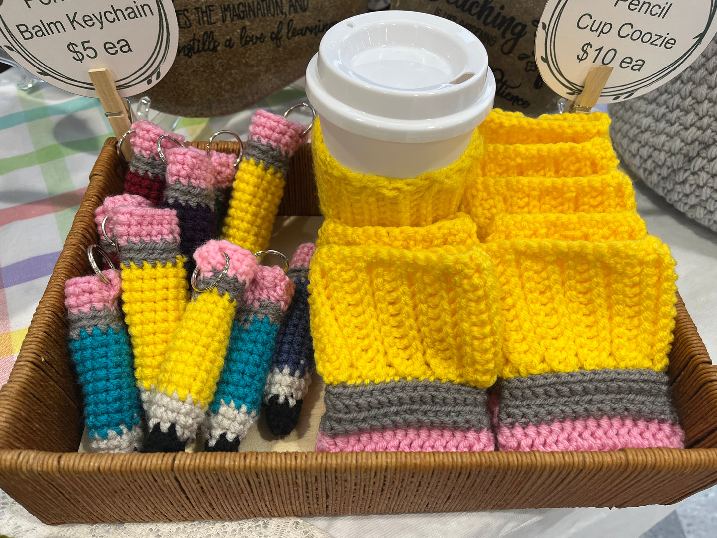 Crochet Pencil Lip Balm Keychain