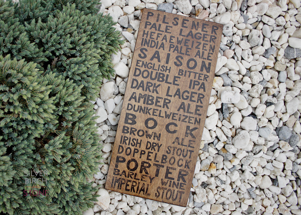 Subway Style Beer Types Wood Sign