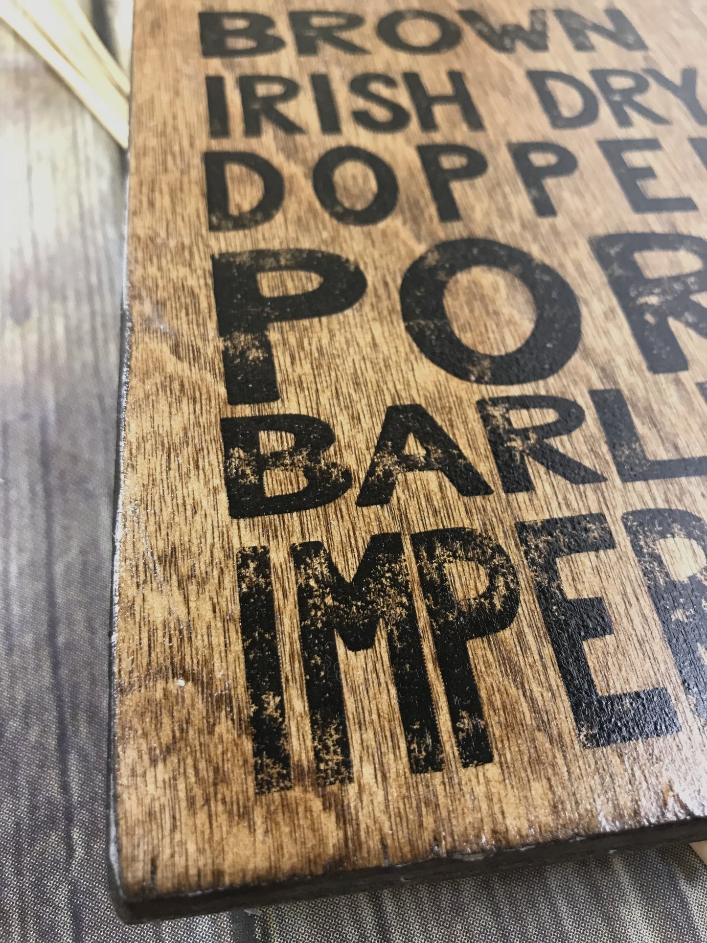 Subway Style Beer Types Wood Sign