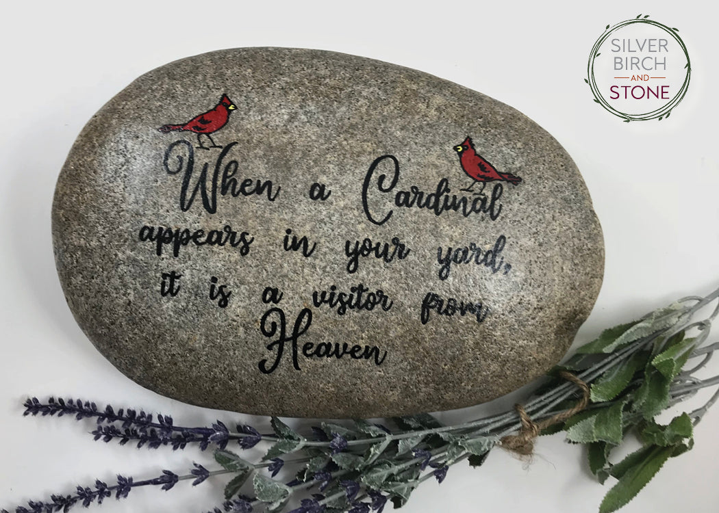 Large Memorial Garden Stone - Cardinal Visitor from Heaven