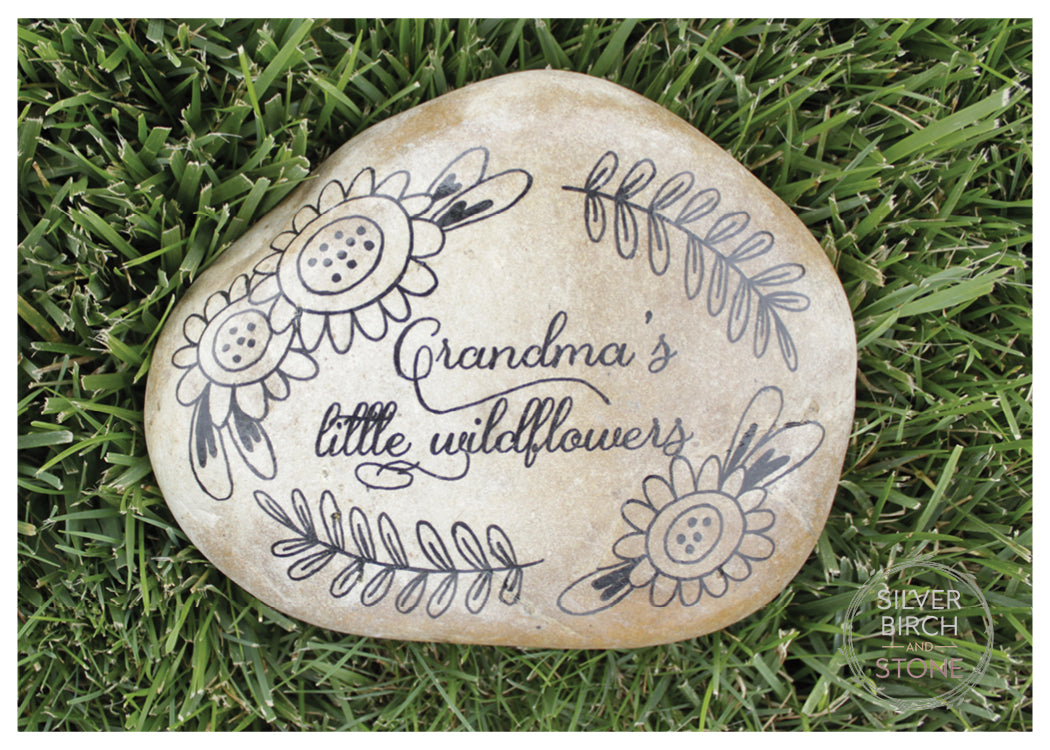 Large Decorative Garden Stone - Grandma's Wildflowers