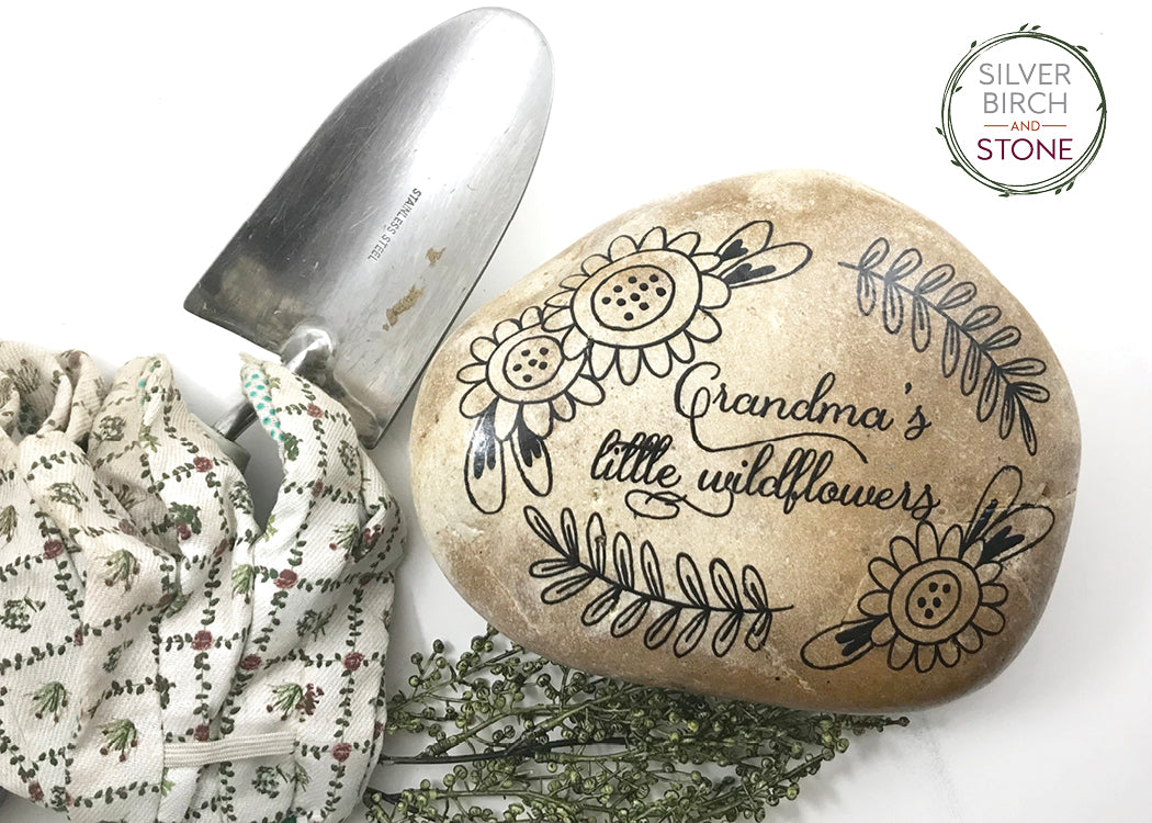 Large Decorative Garden Stone - Grandma's Wildflowers