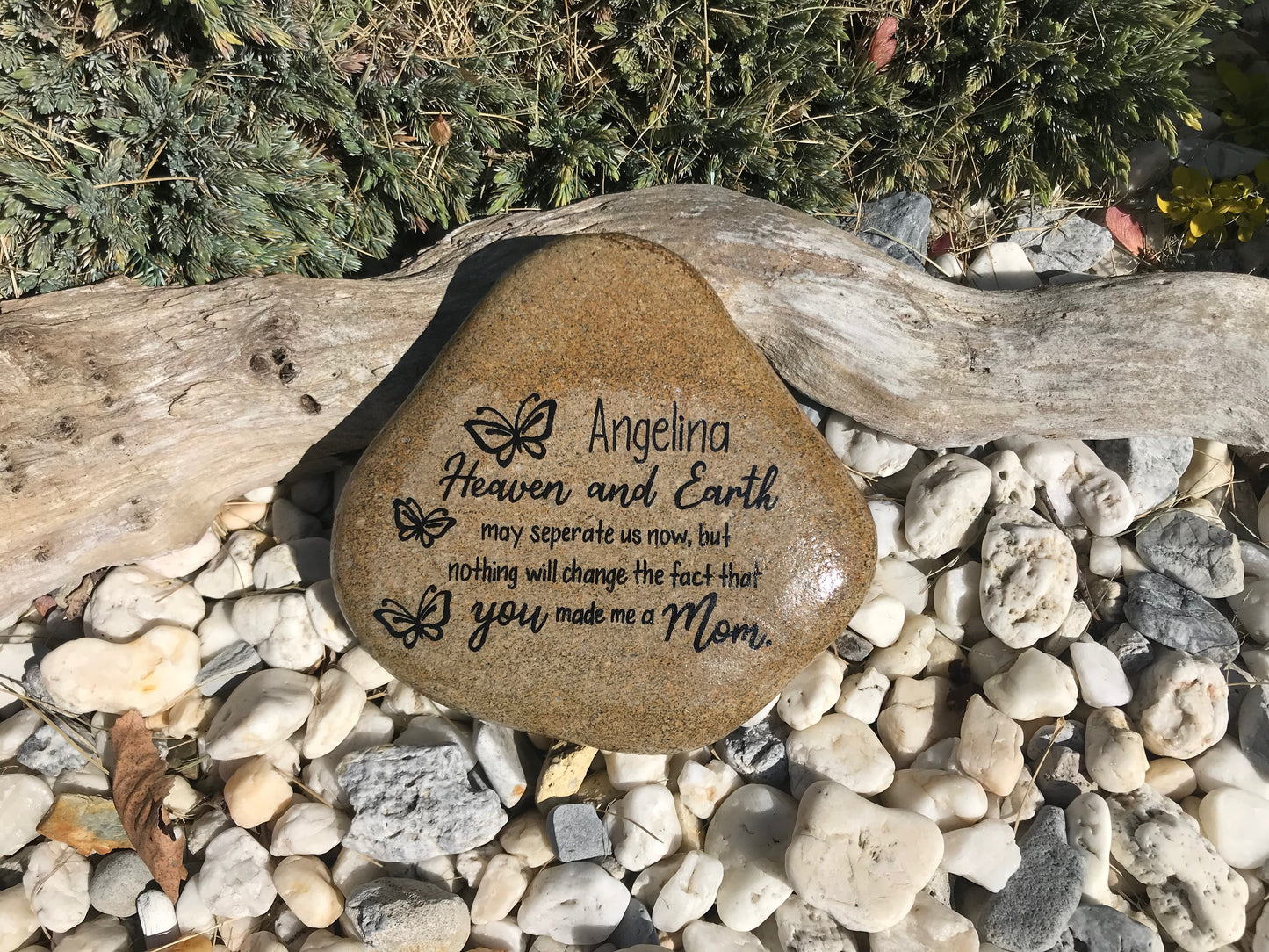 Personalized Medium Memorial Garden Stone - Child Loss Heaven and Earth