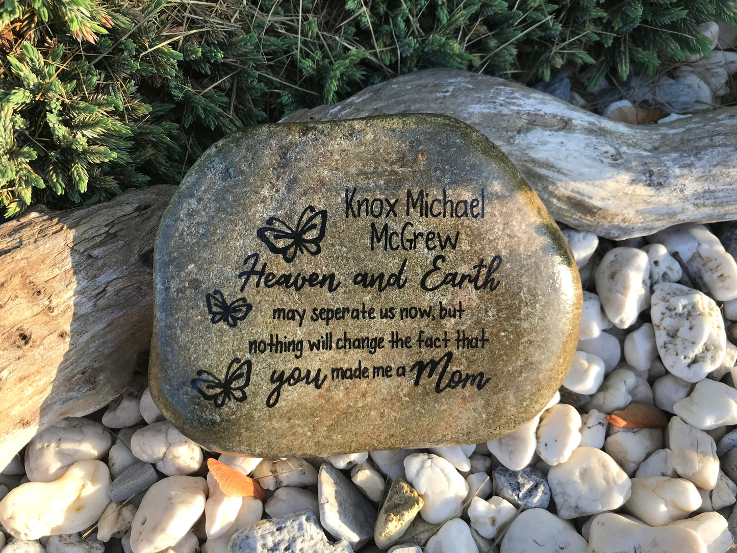 Personalized Medium Memorial Garden Stone - Child Loss Heaven and Earth