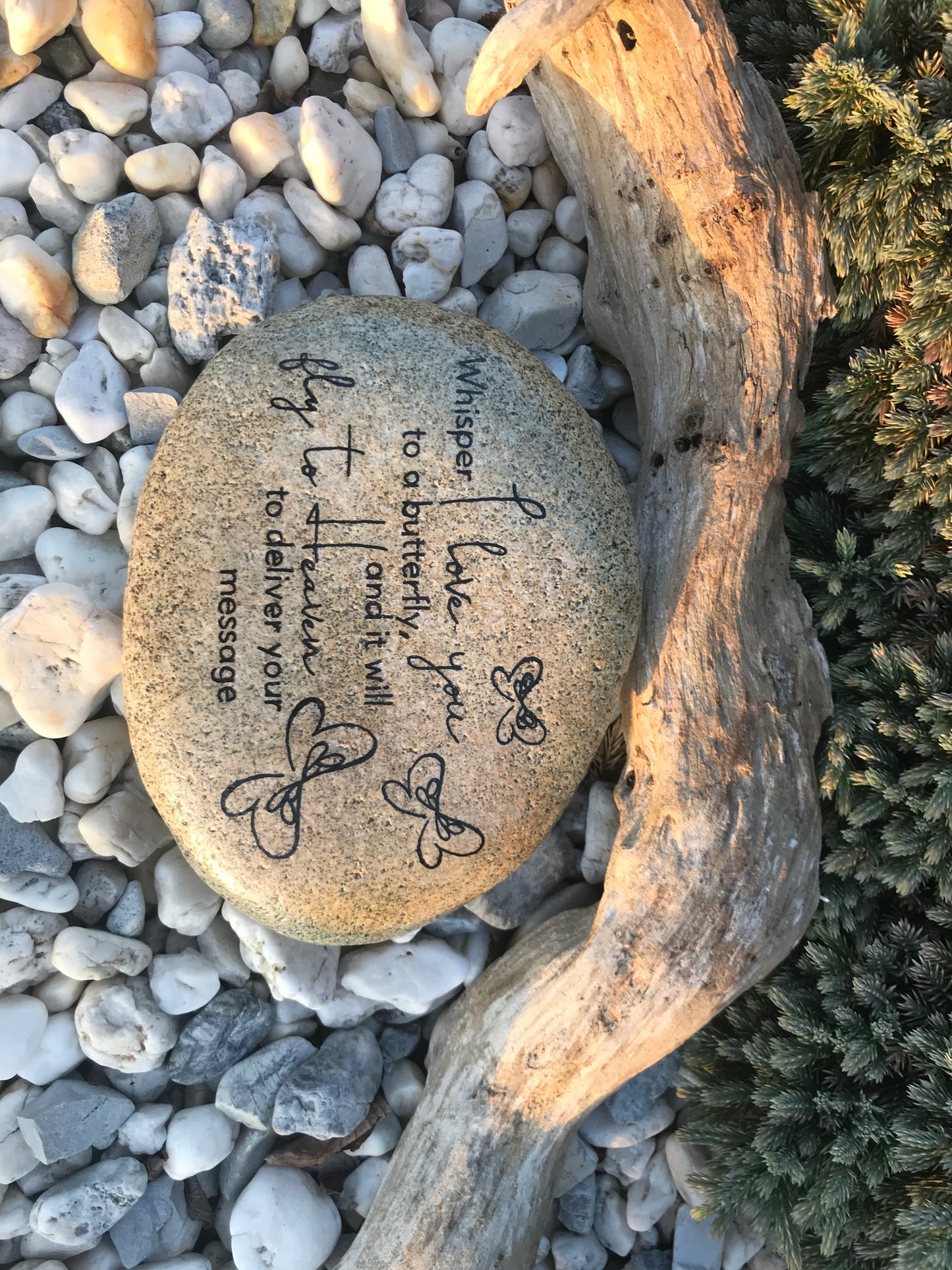 Large Memorial Garden Stone - Butterfly Messages