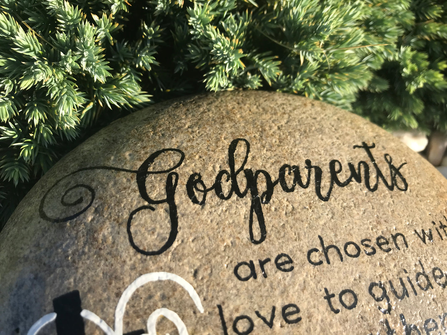 Large Decorative Garden Stone - Godparents in HIS Love
