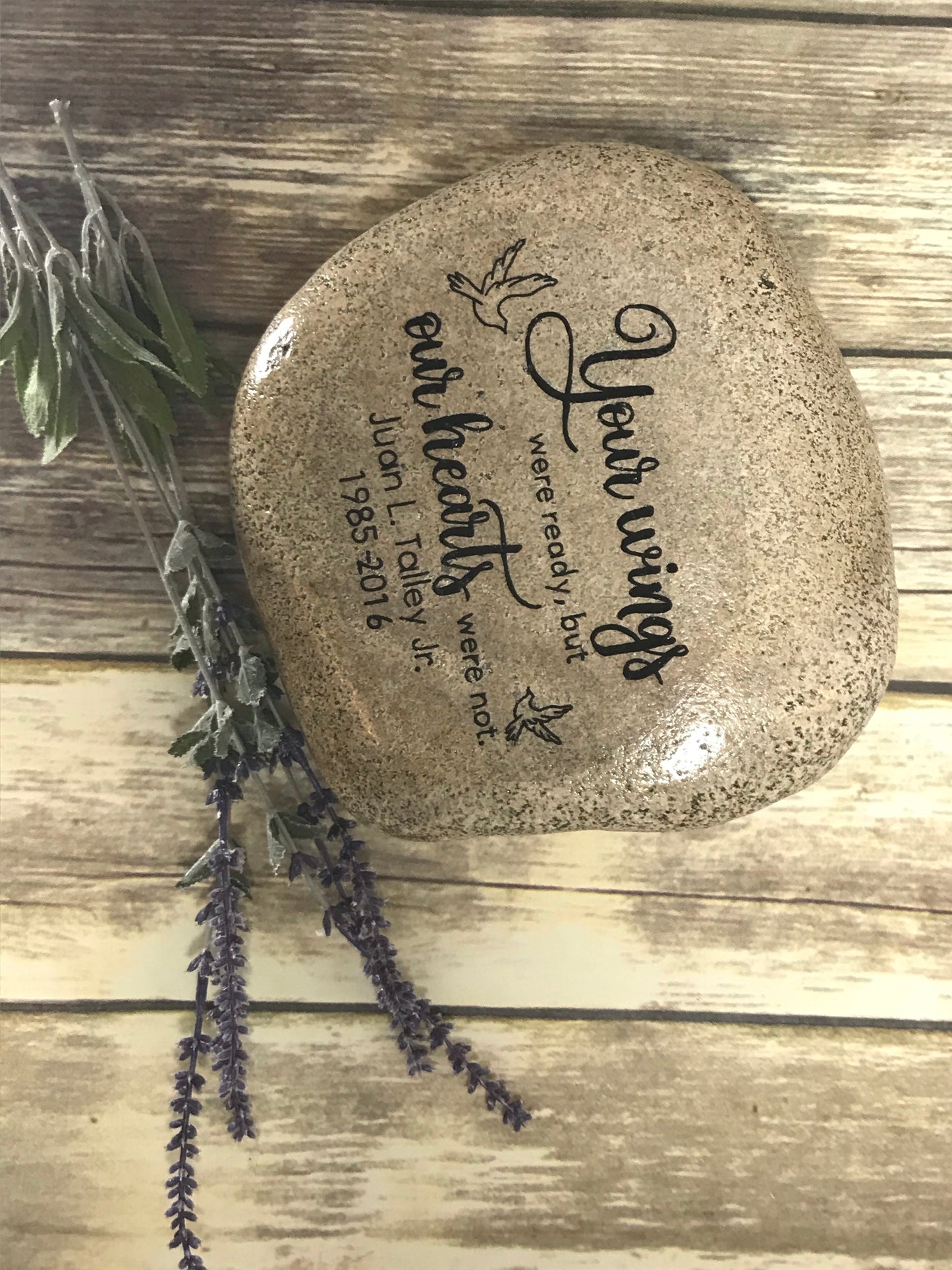 Personalized Large Memorial Stone - Wings Were Ready