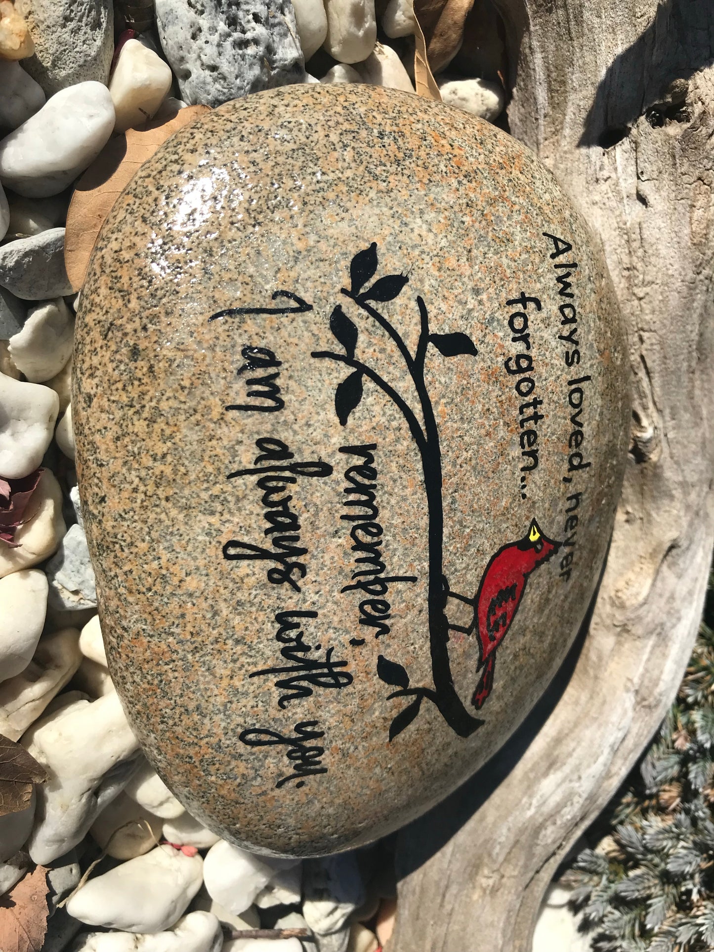 Medium Memorial Stone - Always Loved Cardinal