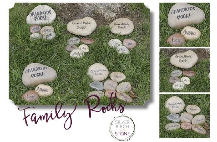 Large Hand Painted Grandkids Rock! Garden Stone