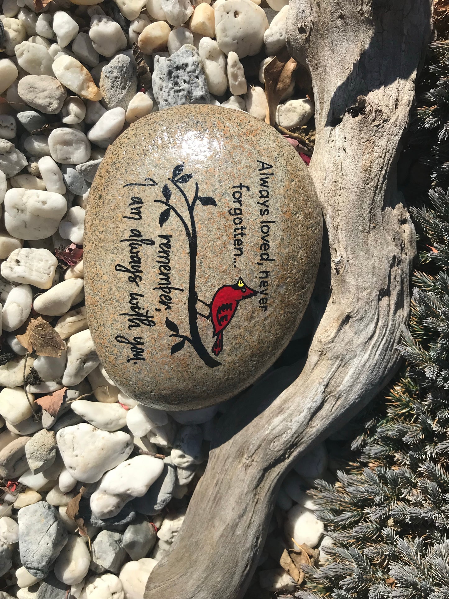 Medium Memorial Stone - Always Loved Cardinal