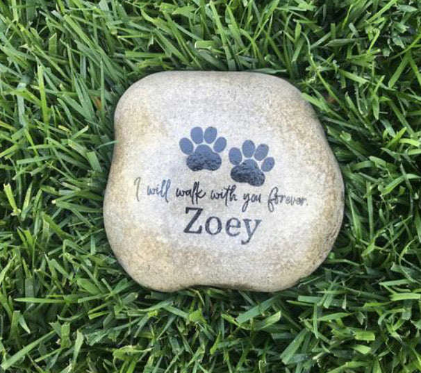 Personalized Medium Pet Memorial Stone - Walk Forever