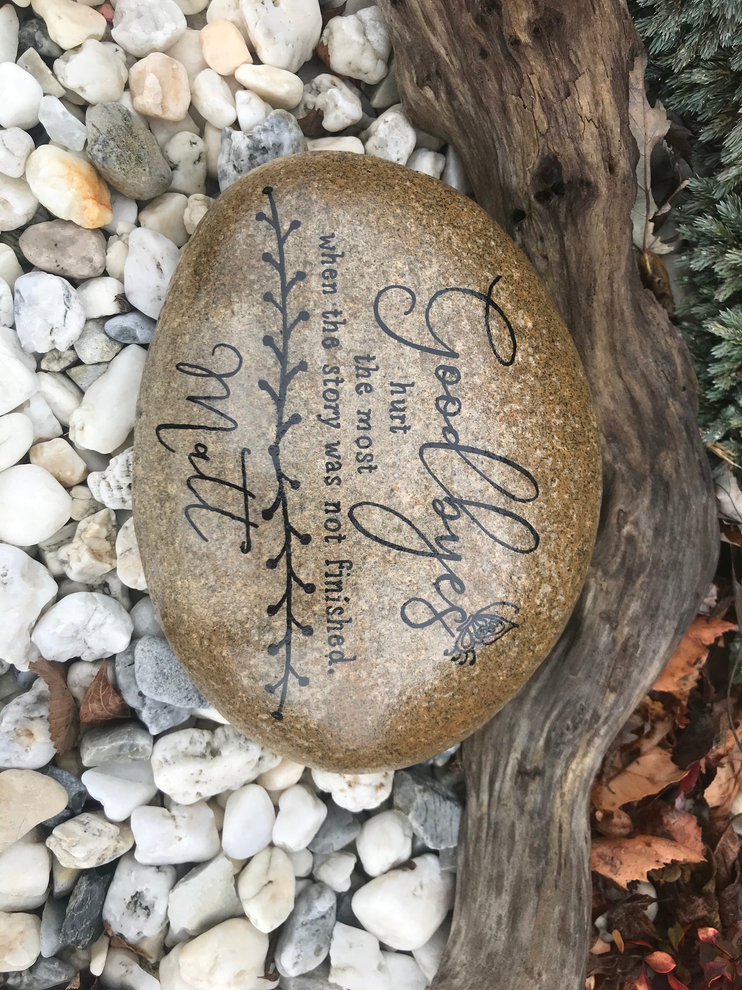 Personalized Large Memorial Garden Stone - Goodbyes Hurt