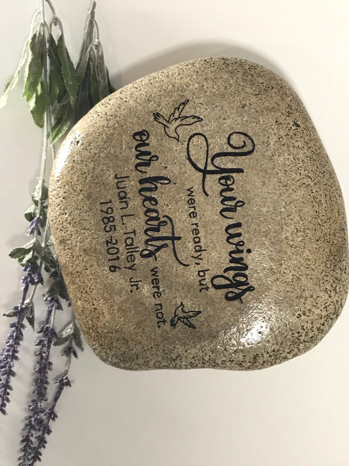 Personalized Large Memorial Stone - Wings Were Ready