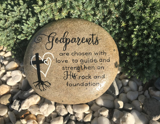 Large Decorative Garden Stone - Godparents in HIS Love
