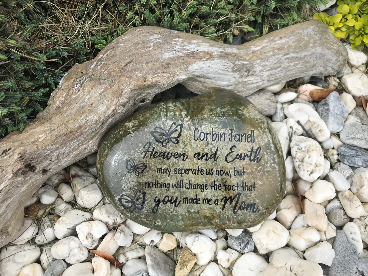 Personalized Medium Memorial Garden Stone - Child Loss Heaven and Earth