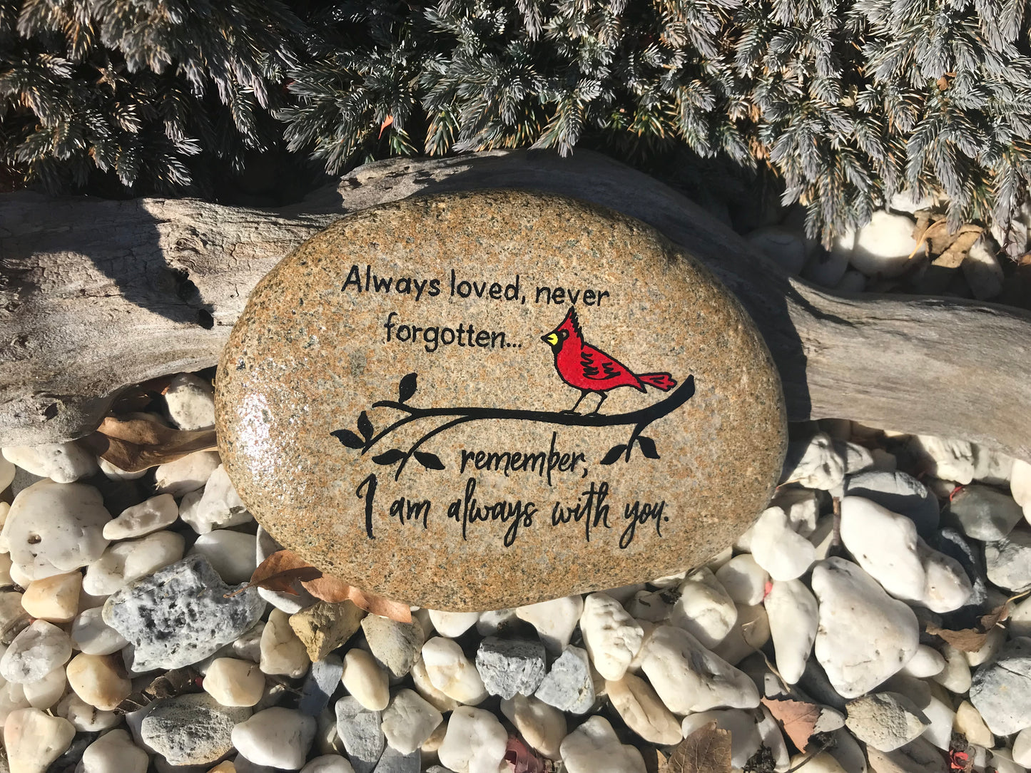 Medium Memorial Stone - Always Loved Cardinal