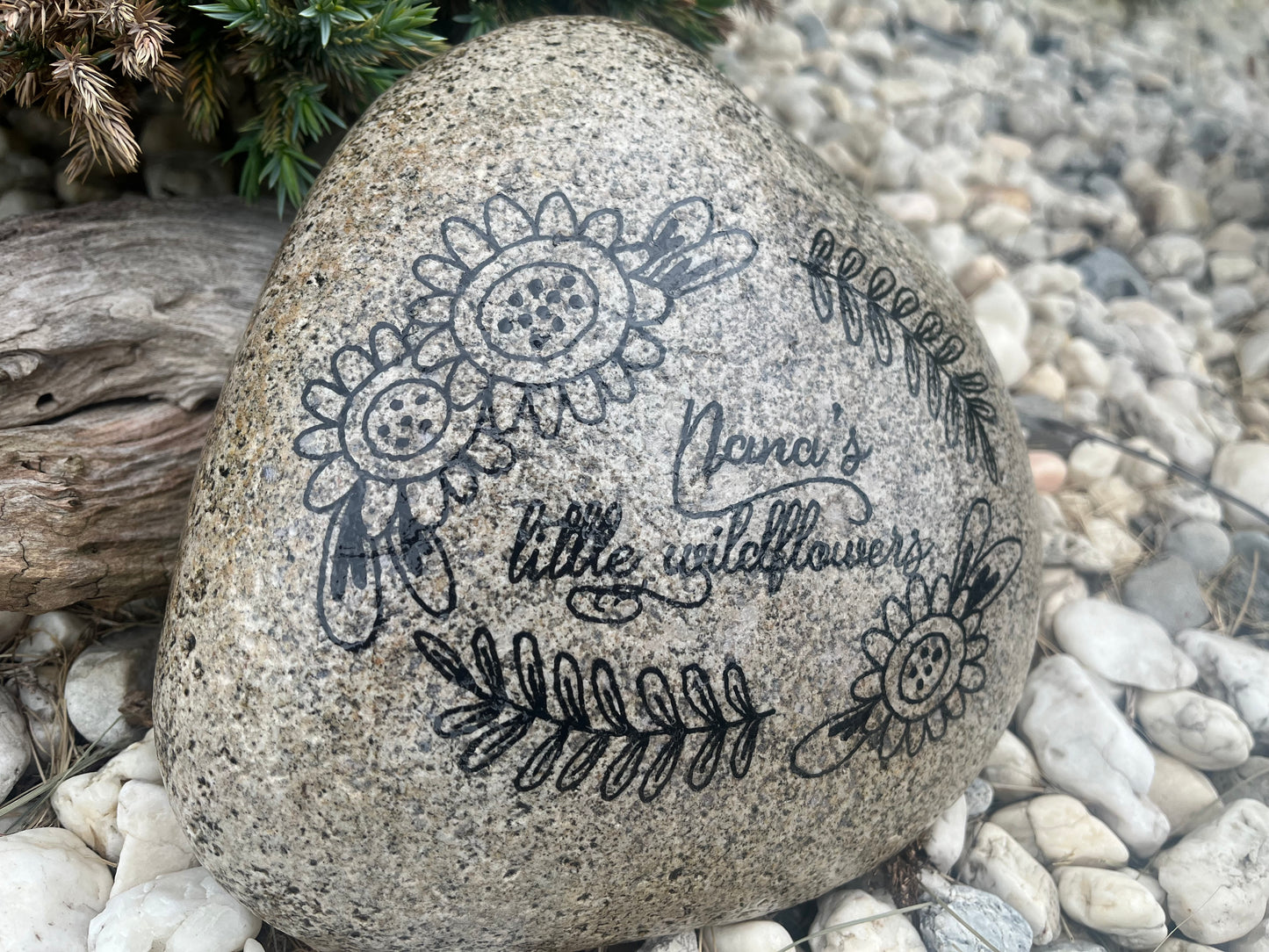 Large Decorative Garden Stone - Nana’s Wildflowers