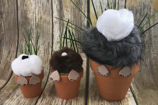Seasonal Decor - Spring: Bunny Bottom Flower Pot.  Cute Seasonal Decor.  Silly Easter Bunny Decor.  Spring Home Accents.