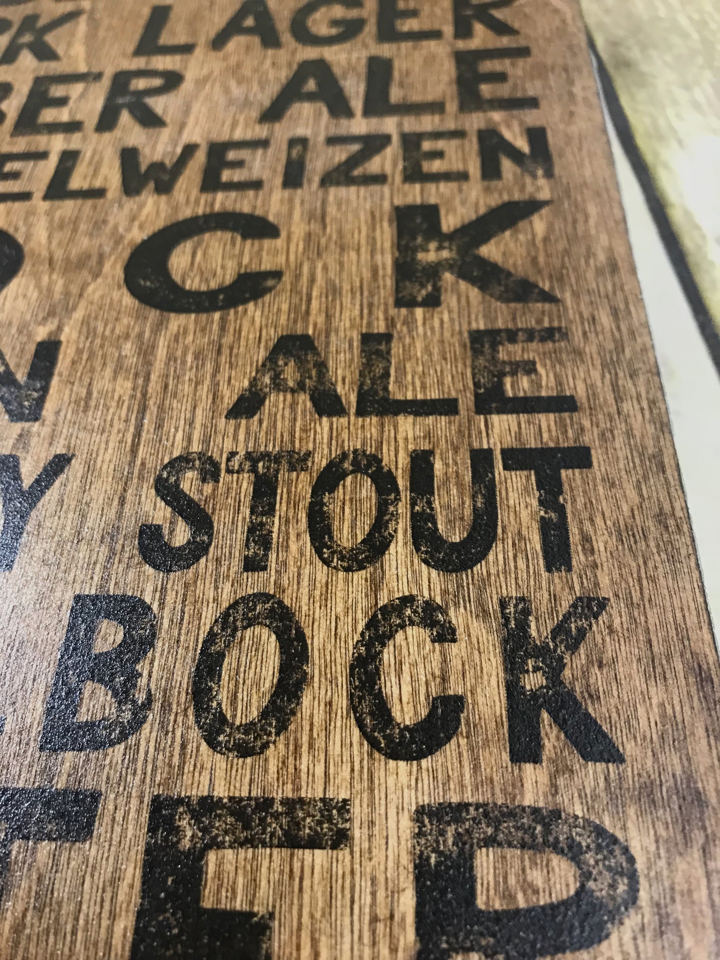 Subway Style Beer Types Wood Sign