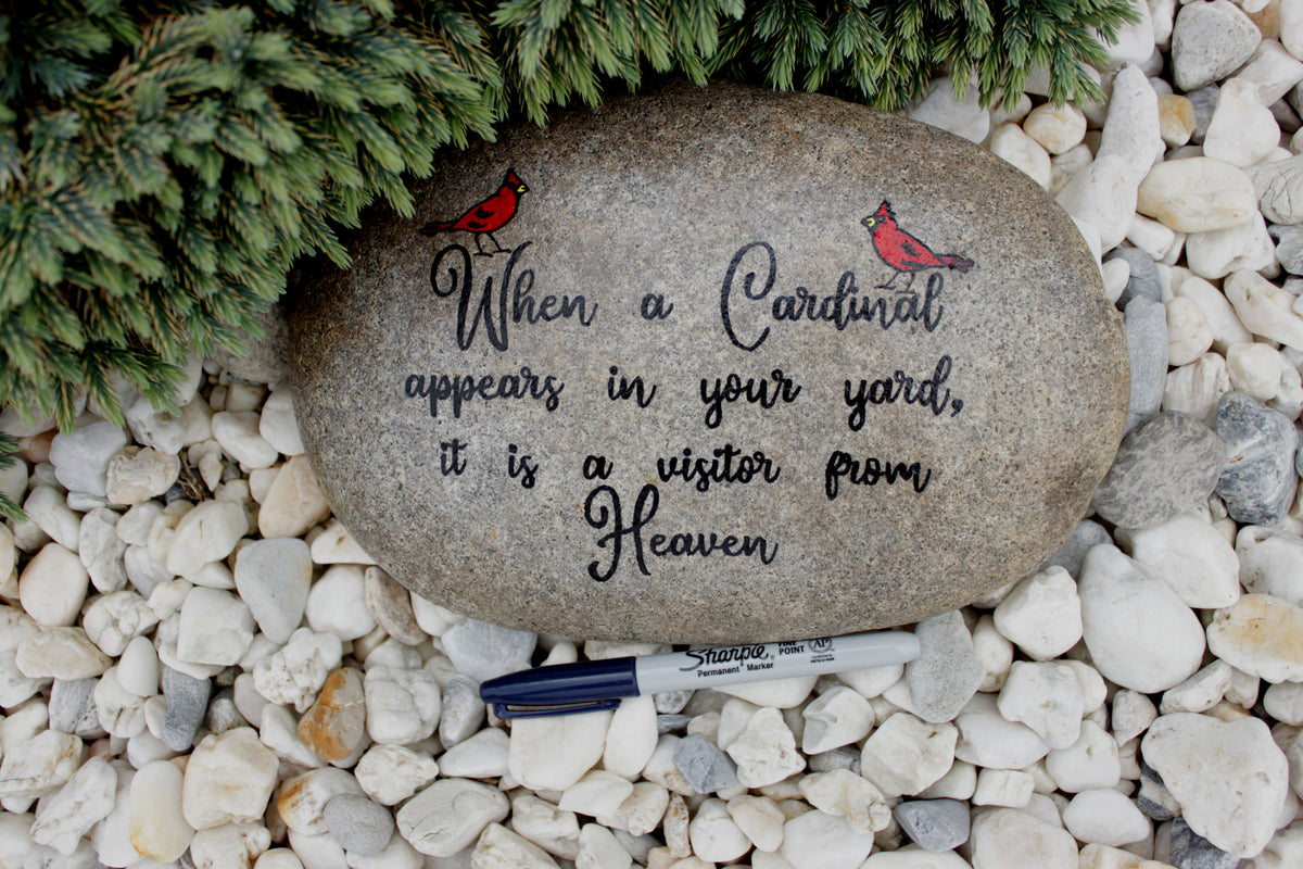 Large Memorial Garden Stone - Cardinal Visitor from Heaven – Silver ...