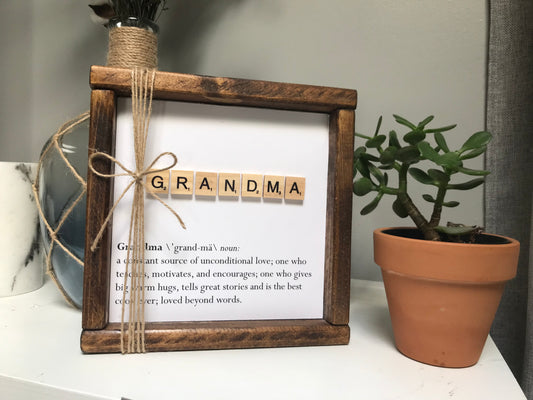 Farmhouse Framed Wood Sign - Grandma Definition