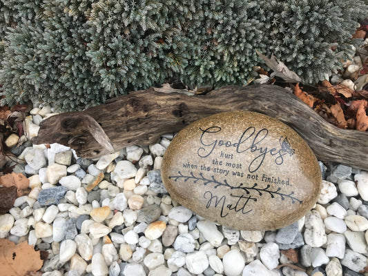 Personalized Large Memorial Garden Stone - Goodbyes Hurt