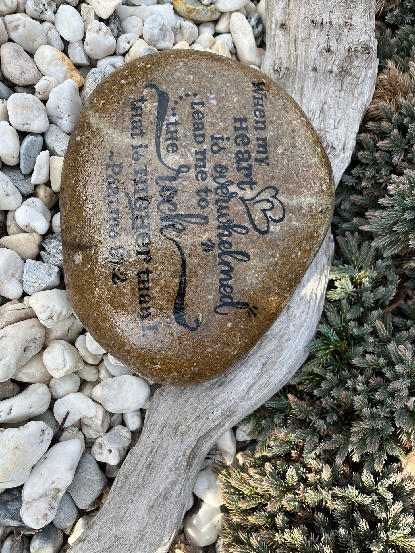 Large Decorative Garden Stone - Psalm 61:2 Scripture