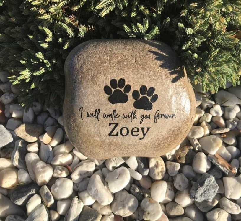 Personalized Medium Pet Memorial Stone - Walk Forever