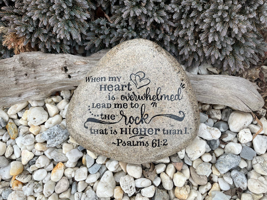 Large Decorative Garden Stone - Psalm 61:2 Scripture